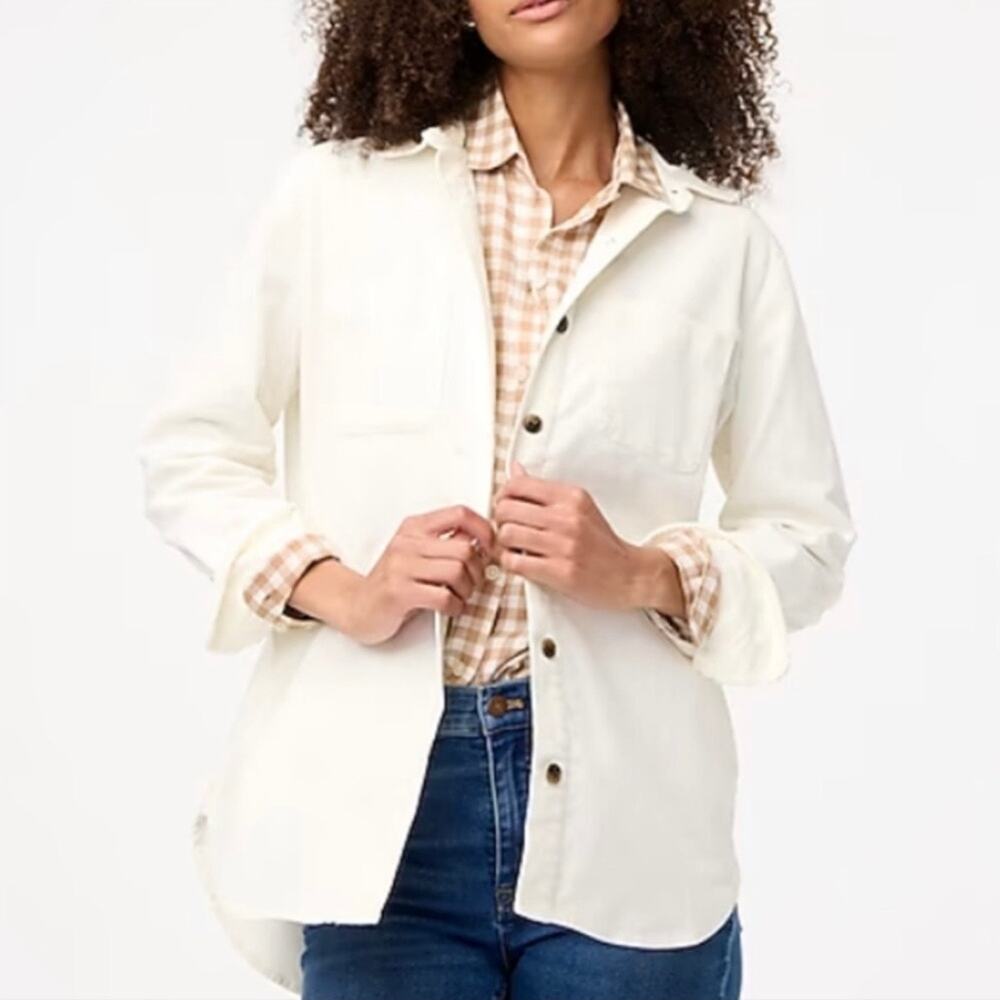 J. Crew Cream Corduroy Button Down Oxford Long Sleeve Shirt/Jacket Size Small